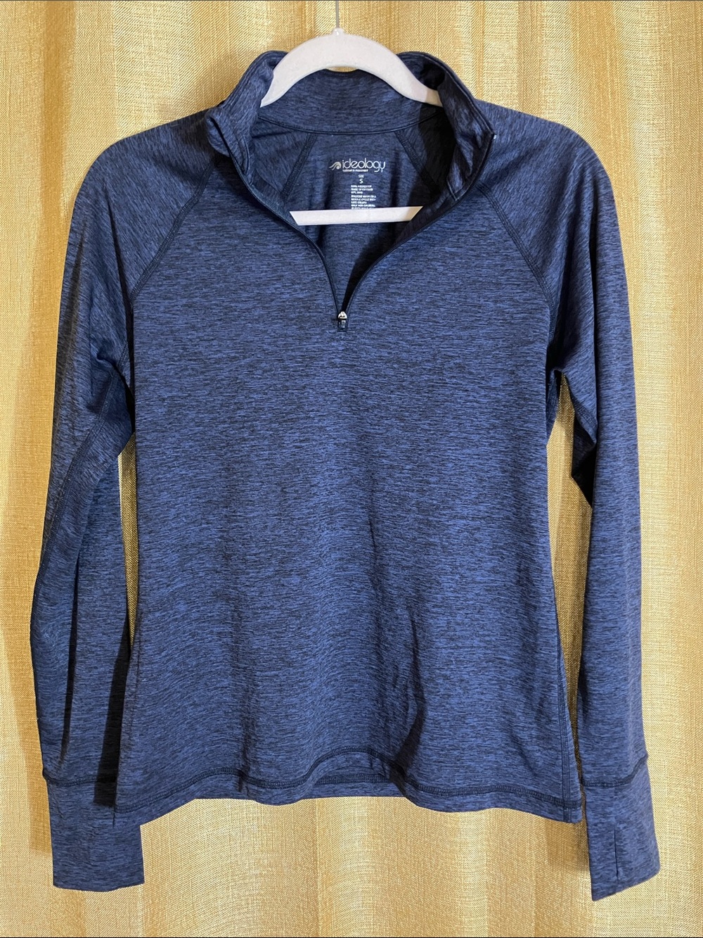 Ideology Heathered Navy Quarter-Zip Cowl Pullover